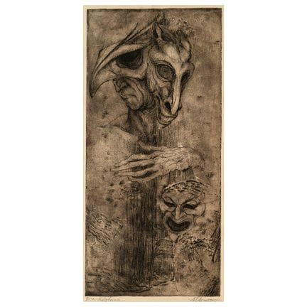 马塞尔·奇尔诺阿加（1930–2008）——《战士》（Războinic）*
材质：纸本版画（艺术家