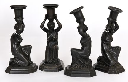 4 candelabros de hierro fundido de GLIWICE. Siglo 