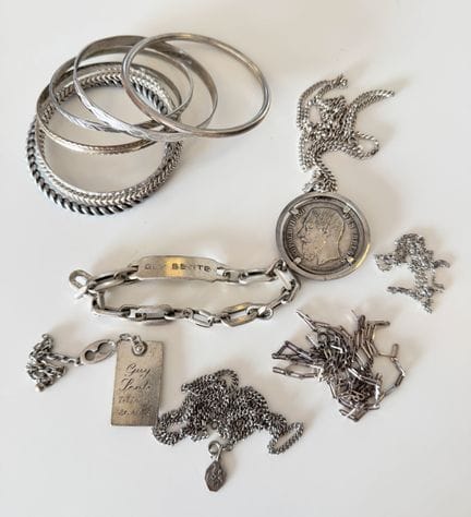 Lote de joyas de plata de ley 800° de 250 gramos