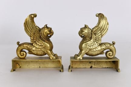 Ein Paar Kaminböcke aus vergoldeter Bronze (1 Stüc