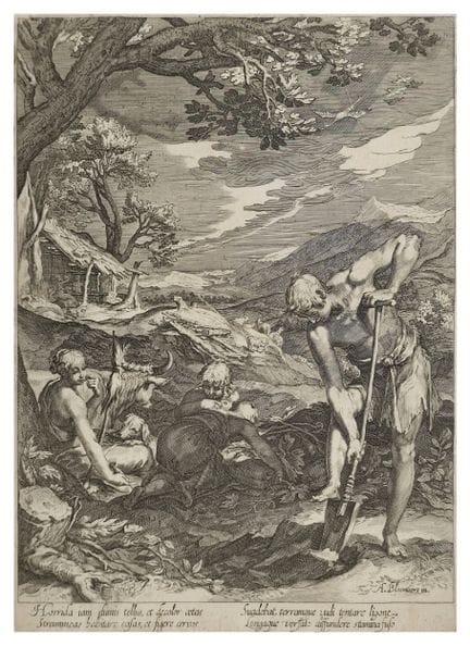 JAN PIETRERSZ SAENREDAM (1565-1607)
Adamo che scav