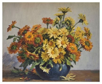 P. ALBY (XXe siècle)
Bouquet de soucis et de margu