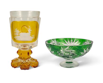 BOHEMIA y CRISTALERÍA BÁVARA
Copa y vaso con pie

