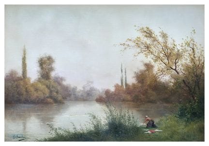 H. SAULIEU (France XIX-XXème)
Lavandière au bord d