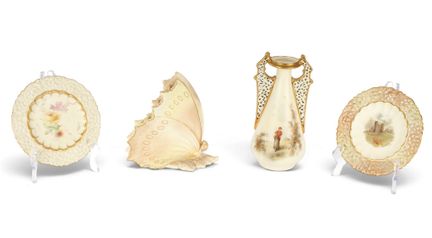 Grainger Worcester Porcelain Butterfly, Etc.  | Ceramics: bids