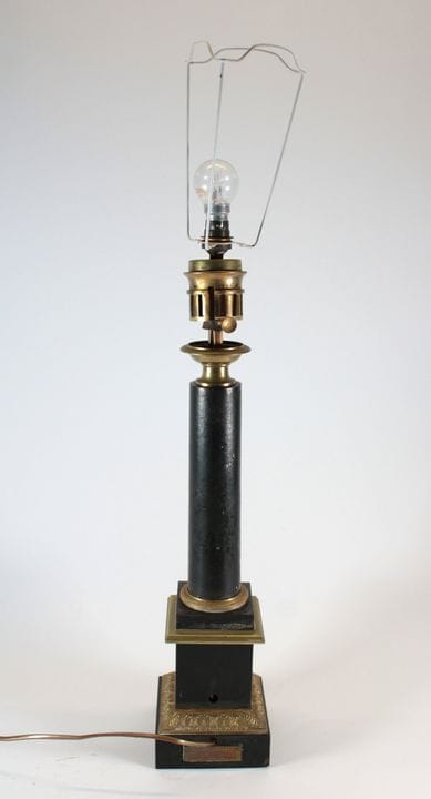Column-style lamp base made of lacquered sheet met