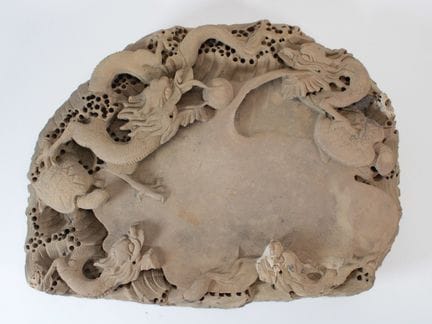 CHINA, 20th century
Carved stone plaque? featuring