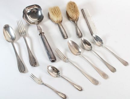 Silver set including
- Cutlery in various designs.