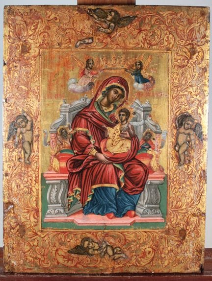Wooden icon depicting the Virgin and Child.
Russia