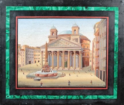 Rectangular micro-mosaic depicting the Pantheon in