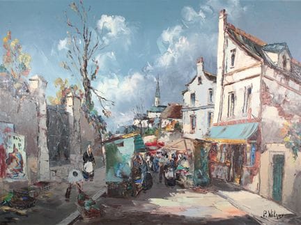 WILNEY, Pierre (20th century)
Market Scene.
Oil on