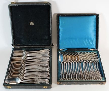 Set of 950°° silver cutlery with rocaille decorati