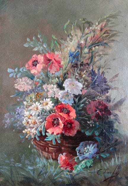 20th-Century French School
Baskets of Flowers.
Pai