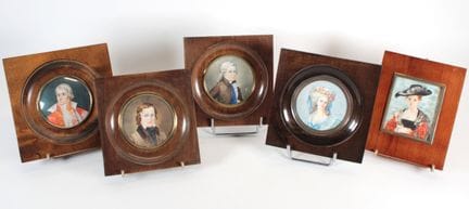 Set consisting of five framed modern miniatures, i