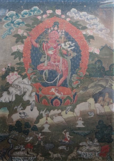 TIBET, 18th century
A tempera thangka on canvas; t