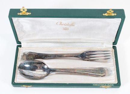 CHRISTOFLE - Gift set containing two pieces of sil