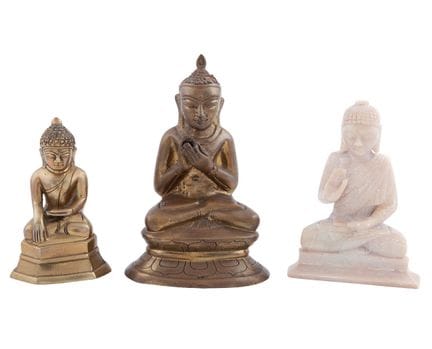 SET MIT 3 BUDDHA-SKULPTUREN, 2 AUS BRONZE UND 1 AU