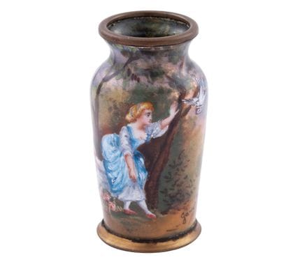 MINIATURVASE AUS HANDBEMALTEM EMAILLE AUF KUPFER
D