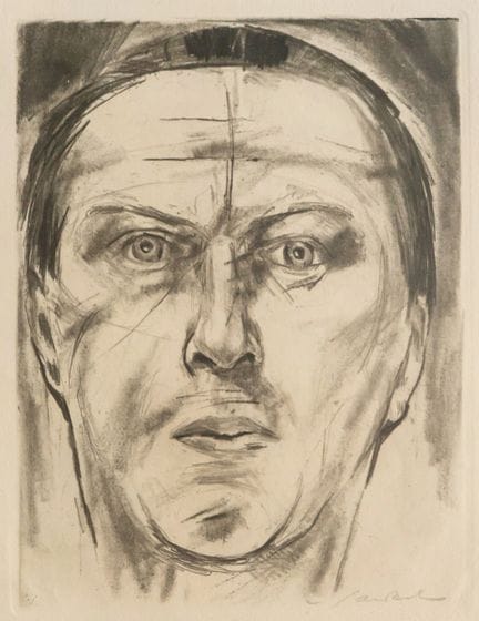 Willy Jaeckel, Autoritratto, incisione firmata a m