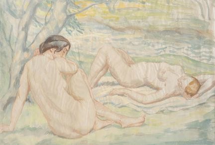 Ritratto di nudo di due donne, guazzo, Franz Becke