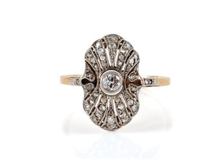 Anello Art Déco in oro 14 carati, 585, con 41 rose