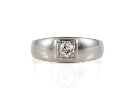 Bague simple en or blanc 585 sertie d'un diamant t