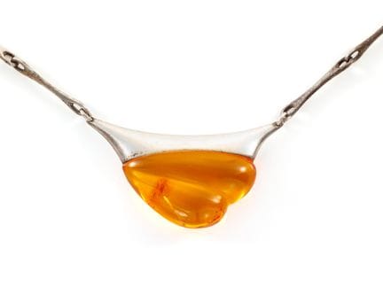 Lapponia Amber Necklace in 925 Sterling Silver, Po