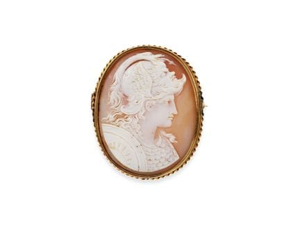 Grande broche/pendentif ancien en or jaune avec ca