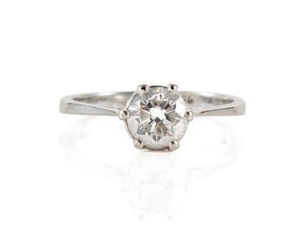 Anello con brillante solitario in oro bianco 750 d
