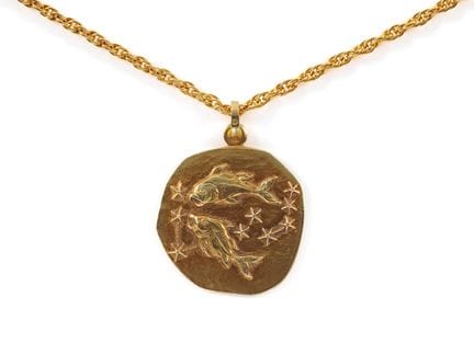 Gold Chain 18K, 750 Yellow Gold with "Pisces" Zodi