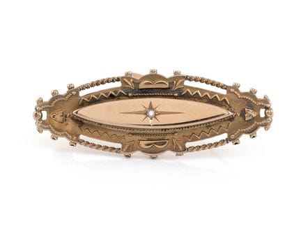 Broche anglaise ancienne en or rose 375 avec rose 