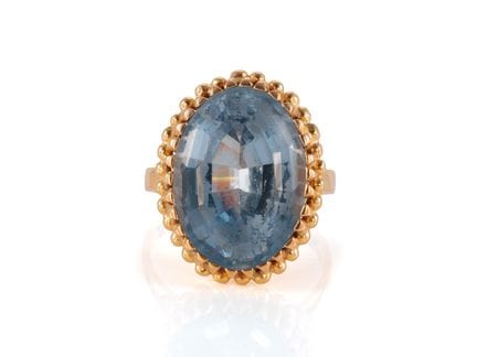 Bague élégante en or jaune 750 avec spinelle synth