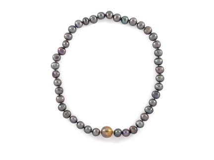 Tahiti Cultured Pearl Necklace with Ball Clasp wit
