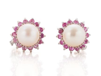 Distintivi fermagli per orecchie in oro bianco 750