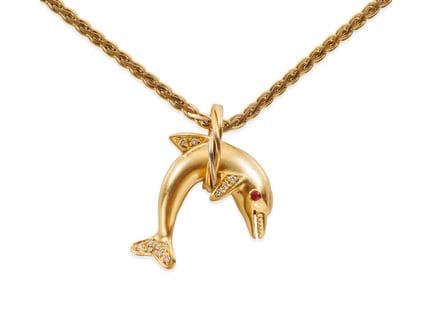 Chain with Dolphin Pendant in 14K/18K Yellow Gold,