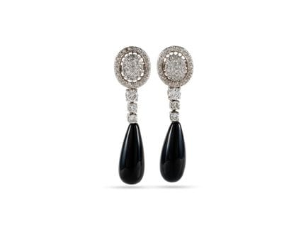 Magnifiques boucles d'oreilles en onyx et diamants