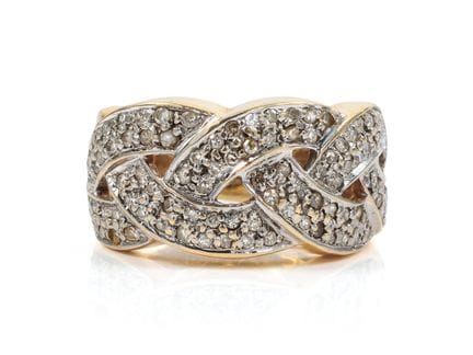 Elegante anello in oro giallo 585, parzialmente ro