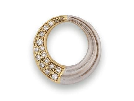Pendant in 585 yellow gold and white gold, with 17