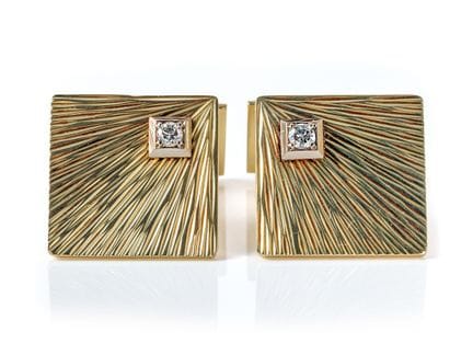 Gemelli da polso in oro giallo 585, con diamante
 