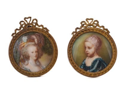 Deux portraits, lithographiés et colorés à la main