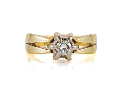 Anello con brillante in oro giallo 585, 14 carati
