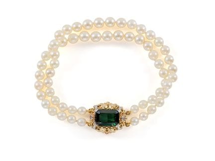 Bracelet à deux rangs de perles de culture Akoya a
