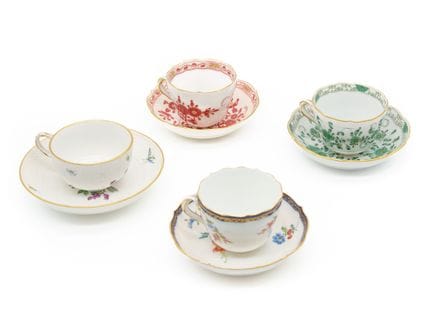 Quattro tazzine da caffè, Meissen, prima scelta, d