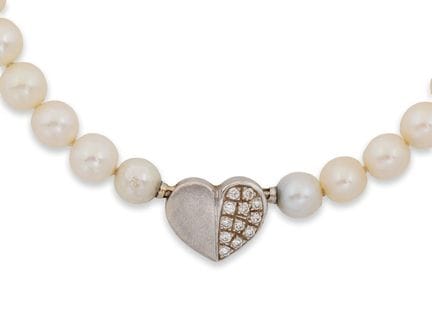 Zuchtperlen-Collier, mit 750 Weißgold-Verschluss

