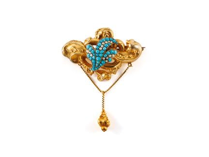 Broche de style Biedermeier en or jaune 585 avec t