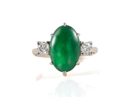 Anello in oro giallo/bianco 750 con giadeite di al