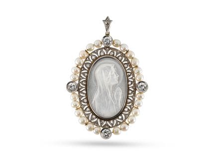 Very Fine Pendant, 18K, 750 Gold and Platinum with