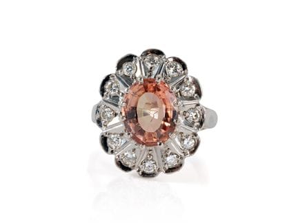 Anello con topazio imperiale in oro bianco 585 con