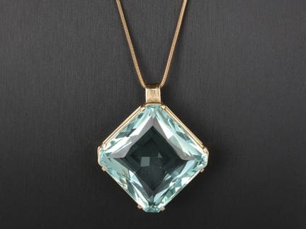 Gold chain with pendant, 18 K, 750 gold, with aqua