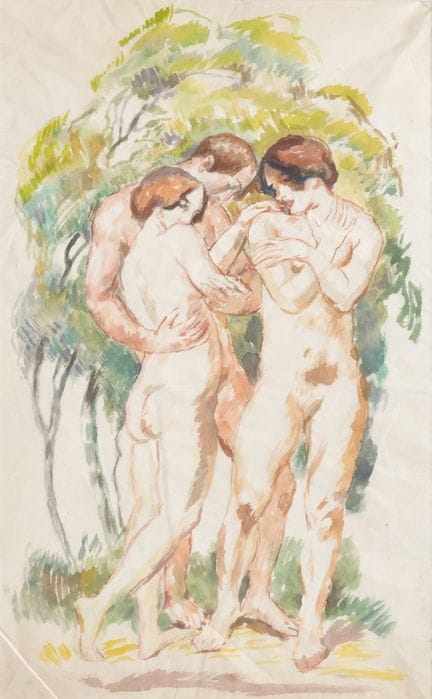 Ritratto di nudo di un gruppo di persone, guazzo, 